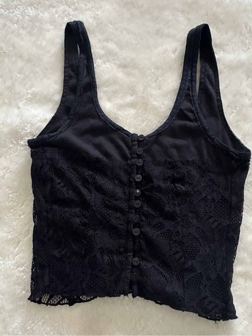 Free People Cosette Corset Reversible Lace
Overlay Cropped Tank Top